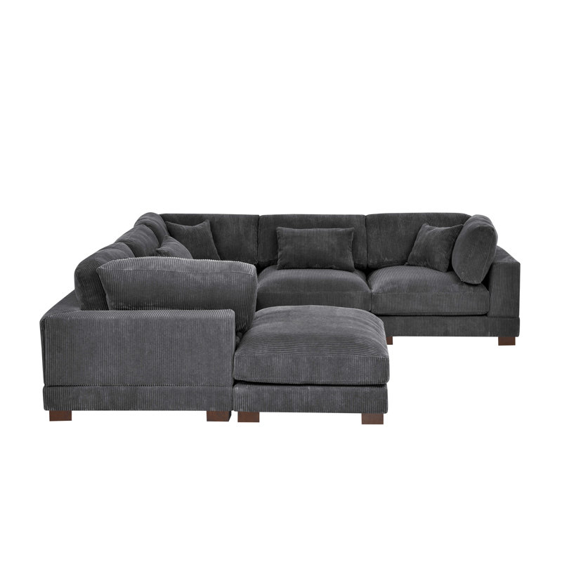 Middale Modular Sectional, Dark Grey Corduroy