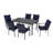Maynard 7-Piece Black Metal Patio Dining Set With Rectangular Table And Blue Cushions-122878501