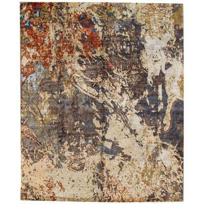 One-of-a-Kind 7'10" X 9'9" 2010s Viscose Area Rug in