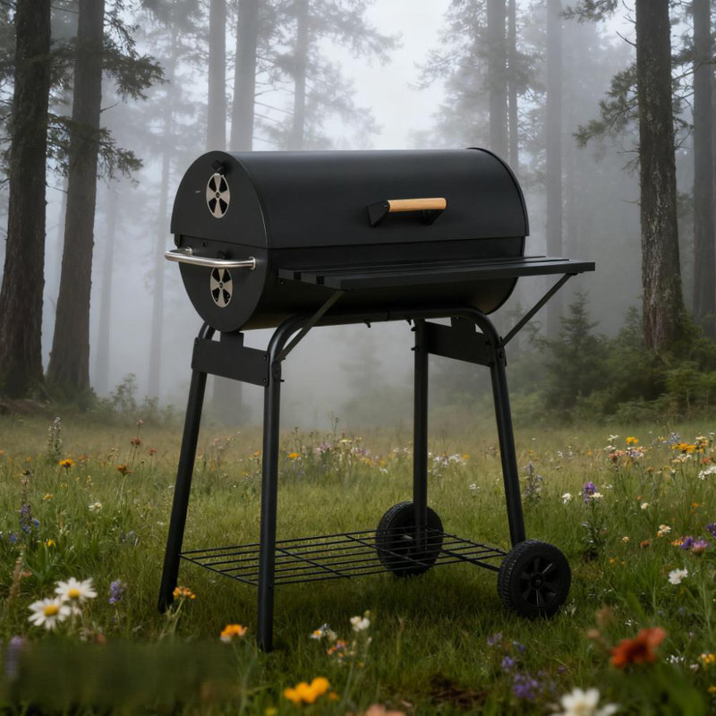 Barbecue portatif noir au charbon de bois