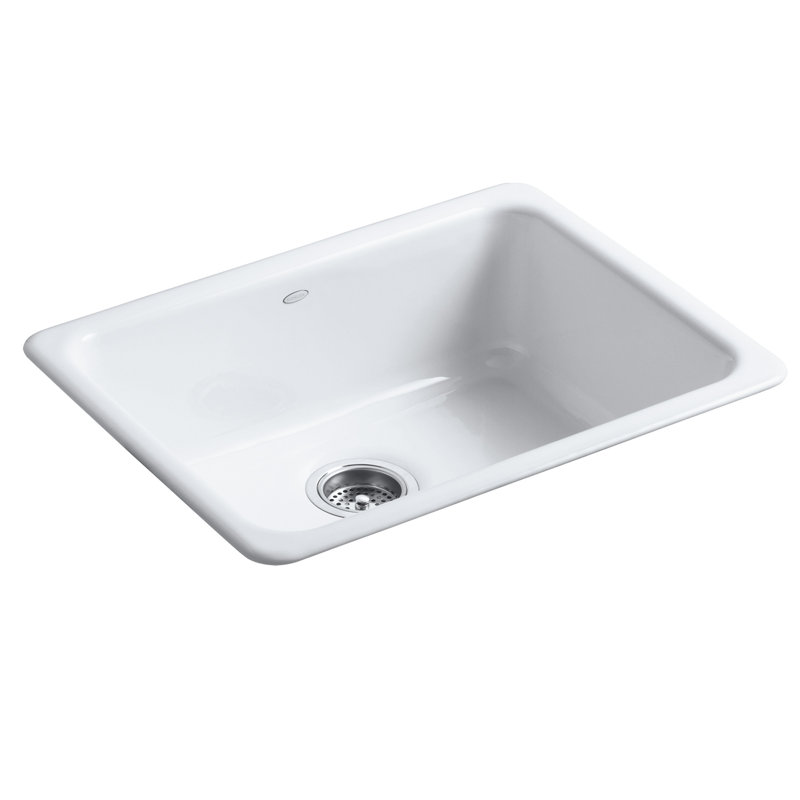 IronTones 24.25" L x 19" W x 8" Dual Mount Kitchen Sink, White