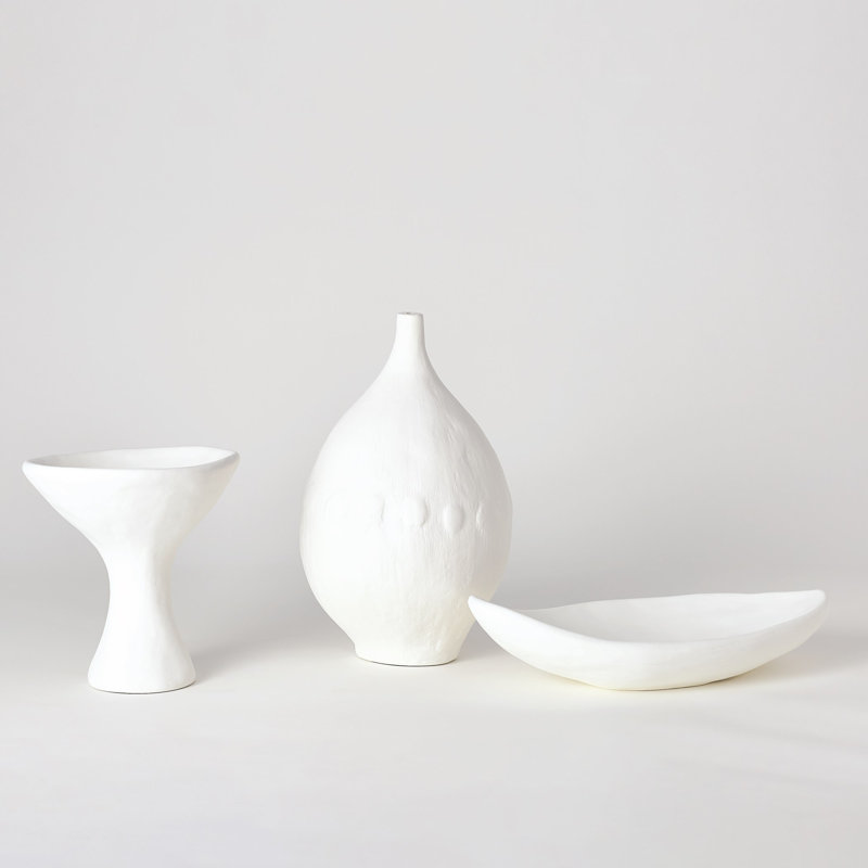 Modernist Low Bowl-White Plaster