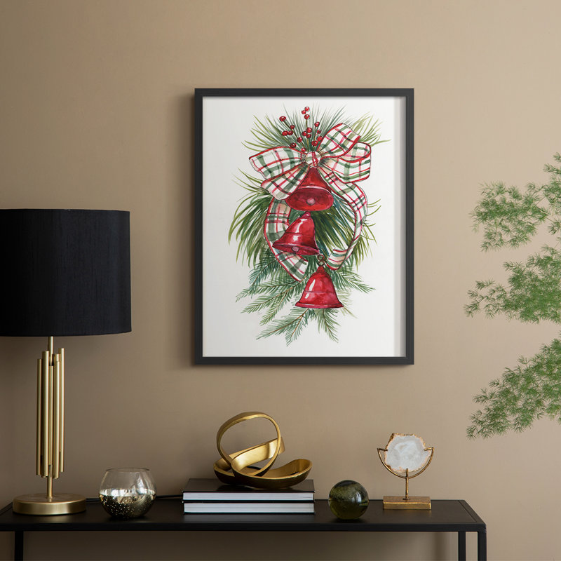 «Holiday Bells», reproduction encadrée - bois massif, Noir, noir, noir, noir, H 21 po x l 17 po