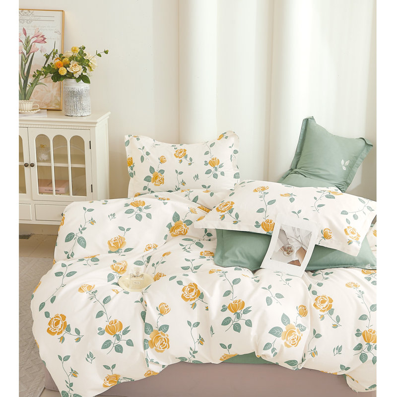 Blooming Casa Rose Print 100% Cotton Reversible Comforter Set Queen