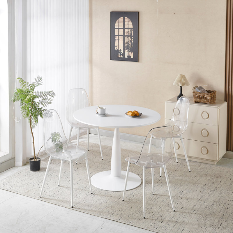 Ensemble de salle à manger 1 + 4,5 pièces, table de salle à manger Mid-Century pour 4 à 6 personnes avec plateau en bois aggloméré
