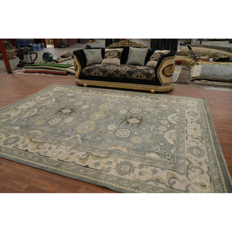 Handmade Gray Transitional Oushak Indian Area Rug 9x12