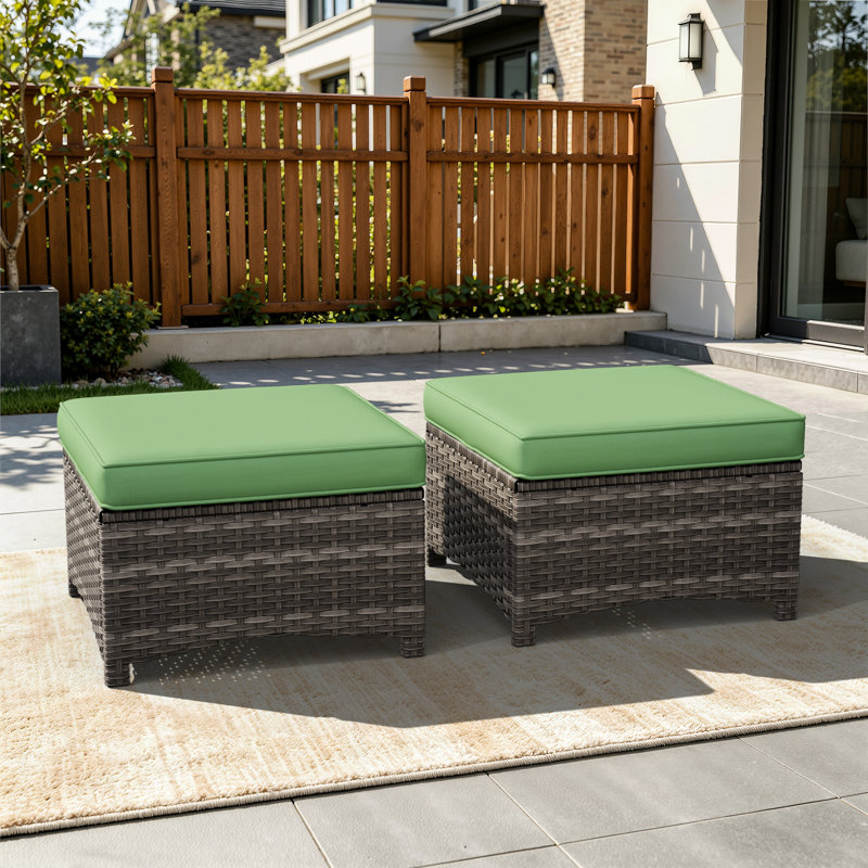 Repose-pieds d'extérieur avec coussin Meyly, Vert