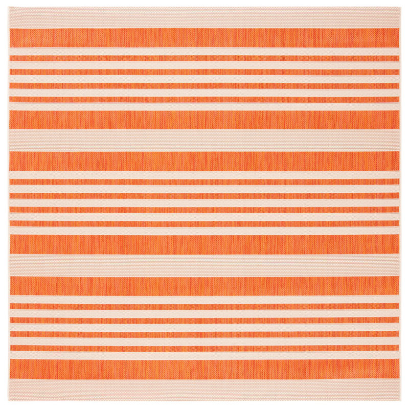 Tapis rayé terre cuite / beige Arneshia, Carré 6 pi 7 po