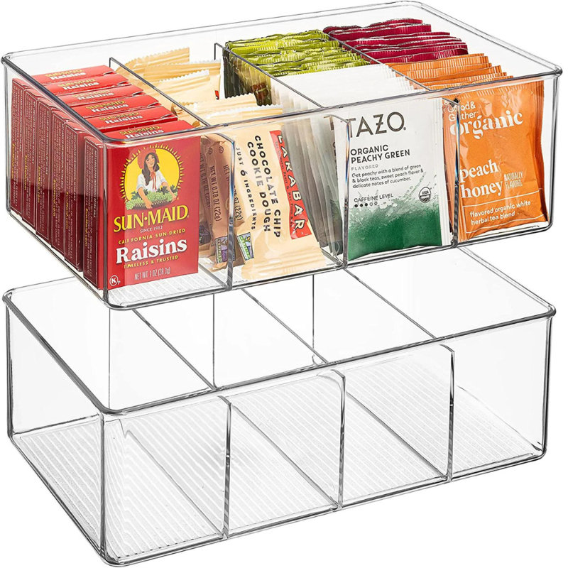 Sorbus Clear Plastic Storage Bins with Dividers