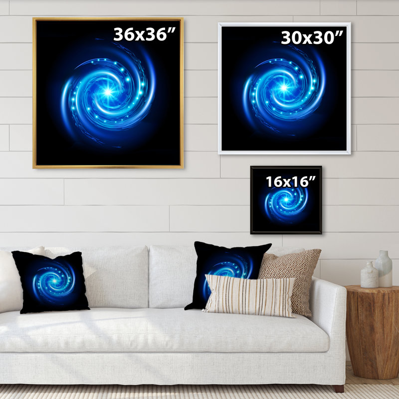 Vortex spirale bleu - On, H 16 po x l 16 po x P 1 po, Toile avec cadre flottant noir