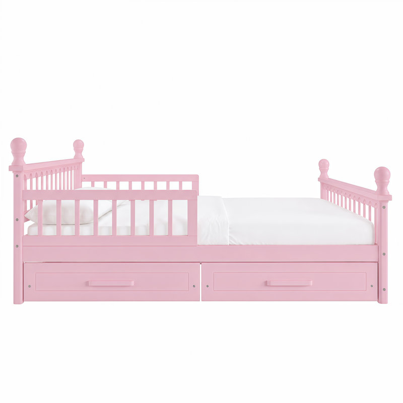 Lit plateforme pour enfant Sawyer, Lit double, Rose
