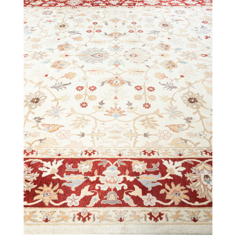 One-of-a-Kind Hayner Hand-Knotted 9'4" x 12'1" Wool Area Rug in Ivory