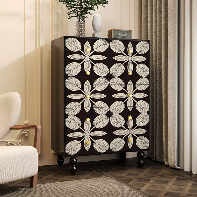 Commode d'appoint de rangement moderne à cinq tiroirs