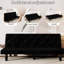 Lit en velours noir de 66 po à 2 places, réglable en fonction des besoins, structure, lit à coussins de soutien confortables se transformant gracieusement, assise confortable en bois robuste à 3 positions-1516539809