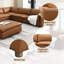 Canapé modulaire en cuir brun - 5 pièces, magnétisme contemporain, 4 sièges, moelleux à fermeté moyenne, rembourrage en mousse