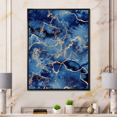 " Blue Gold Infused Liquid I " Painting Print