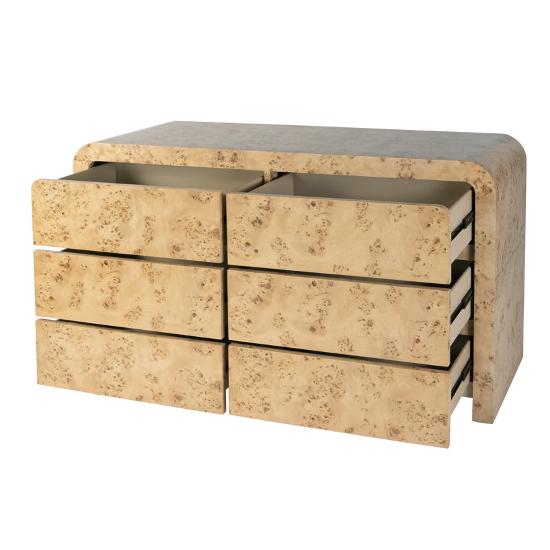 Cassius Burl Wood 6-Drawer Dresser