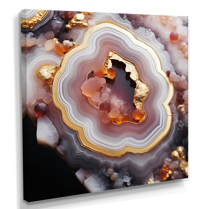 Opulent Agate Dreams Glam - Art mural marbré, Toile tendue, H 30 po x l 30 po