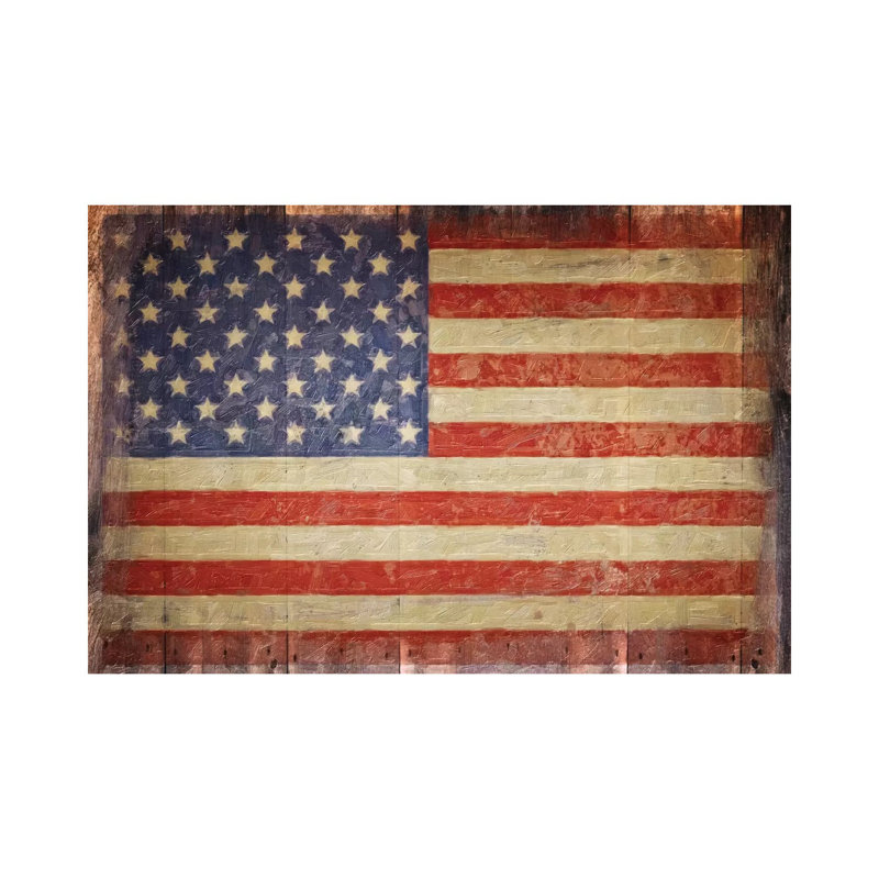 Vintage Flag On Barnwood by Graffi*Tee Studios - Wrapped Canvas Print, 20.32 cm H x 30.48 cm W