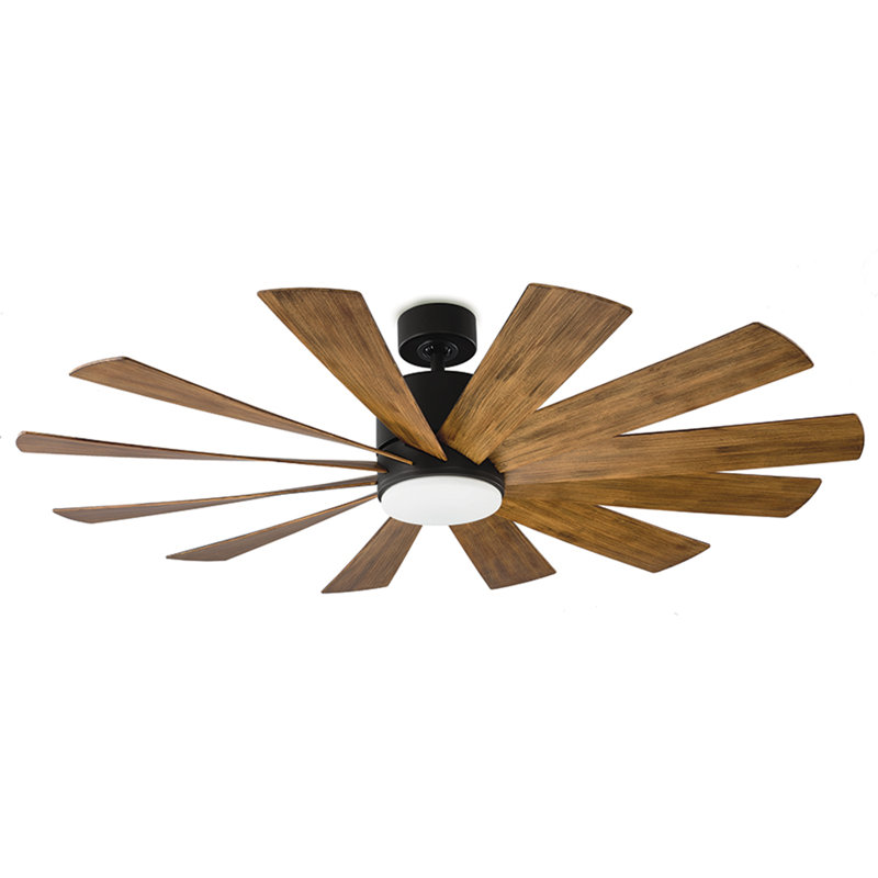 Windflower 12 - Blade LED Windmill Ceiling Fan with Wall Control and Light Kit Included, 60"