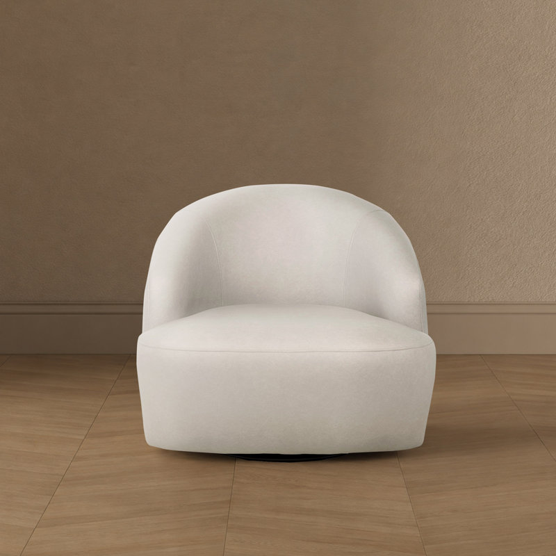 Chaise d'appoint pivotante rembourrée en polyester Lukas, Crème