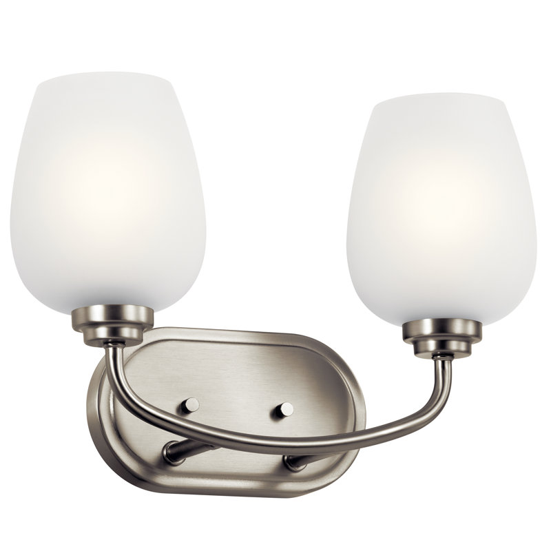 Éclairage pour salle de bain 2 lumières Waltonville, Nickel brossé