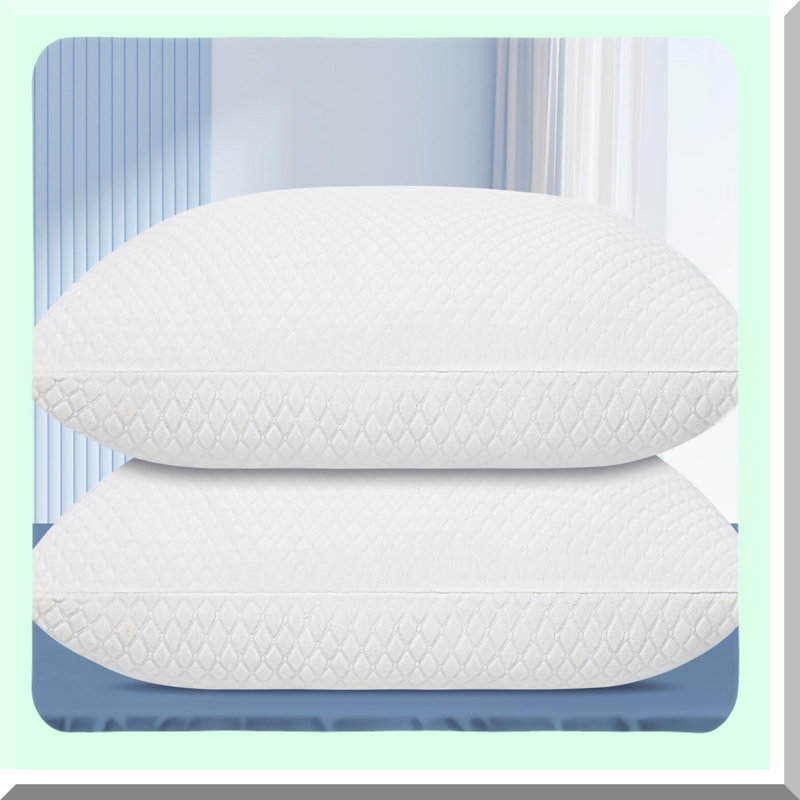 SleepEase Memory Foam Pillow Set - 2 Pack, Adjustable Height Pillows for Stomach, Back, and Side Sleepers. Washable Pillowcases Included. Standard Size Bed Pillows for Sleeping.
