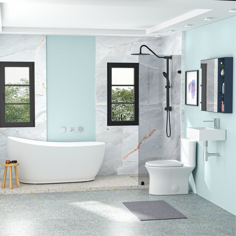 Ceramic Rectangular Wall Mounted Bathroom Sink With Faucet Hole And Overflow