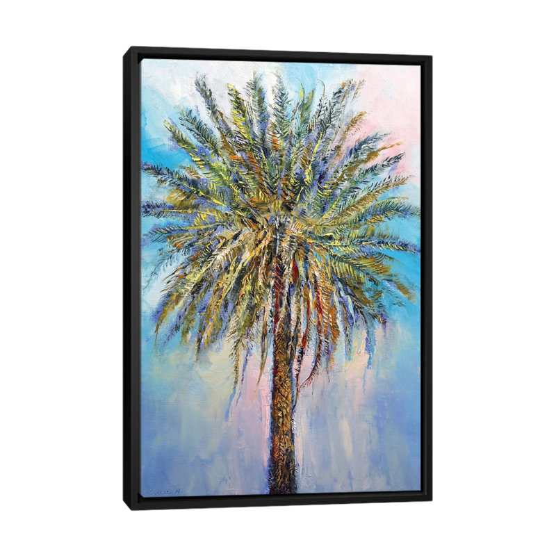 « palm », reproduction d’art sur toile, H 26 po x l 18 po x P 1,5 po, Toile avec cadre noir, Pas de tapis