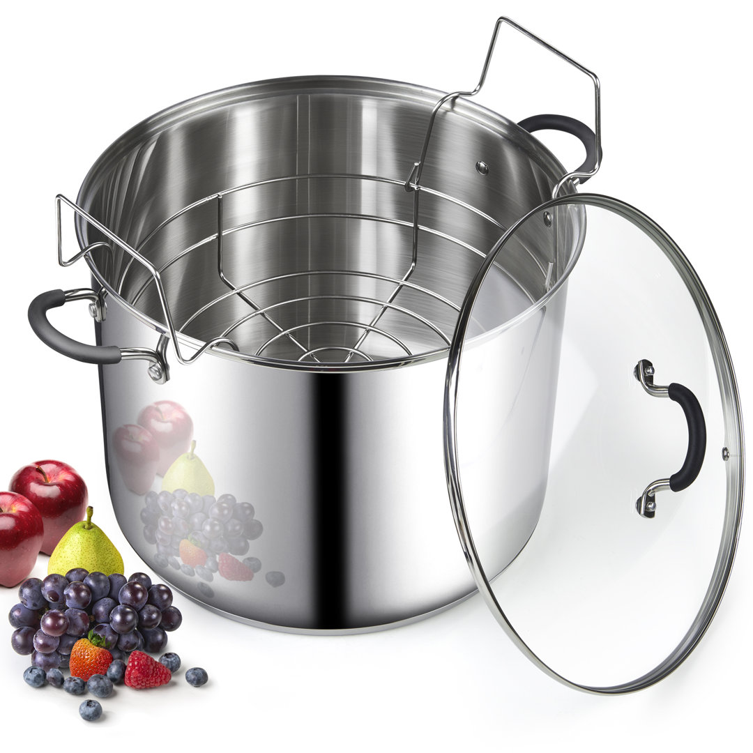 Cook N Home Water Bath Canner With Jar Rack & Glass Lid, Stainless Steel Canning Pot 20 Quart Cook N Home