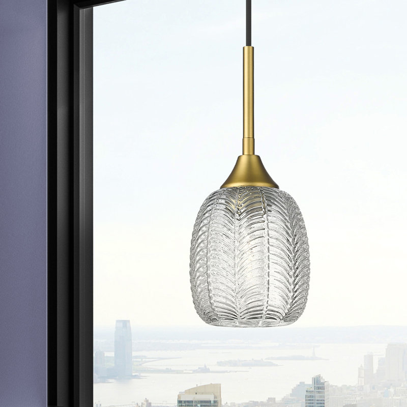 Geramy - 1 Light 5.5" Cord Hung Pendant, Brushed Brass