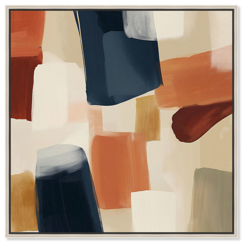 «Sienna Shift Canvas Boho», art abstrait par Art Remedy, Encadrement argenté, H 25 po x l 25 po