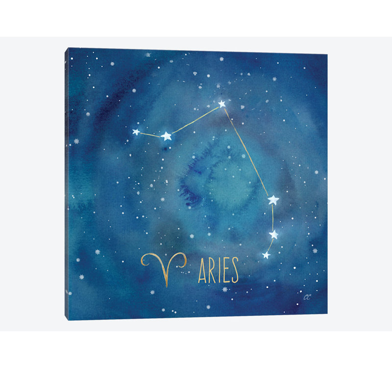 «Star Sign Aries», impression sur toile tendue, H 18 po x l 18 po x P 1,5 po, Toile tendue, Pas de tapis
