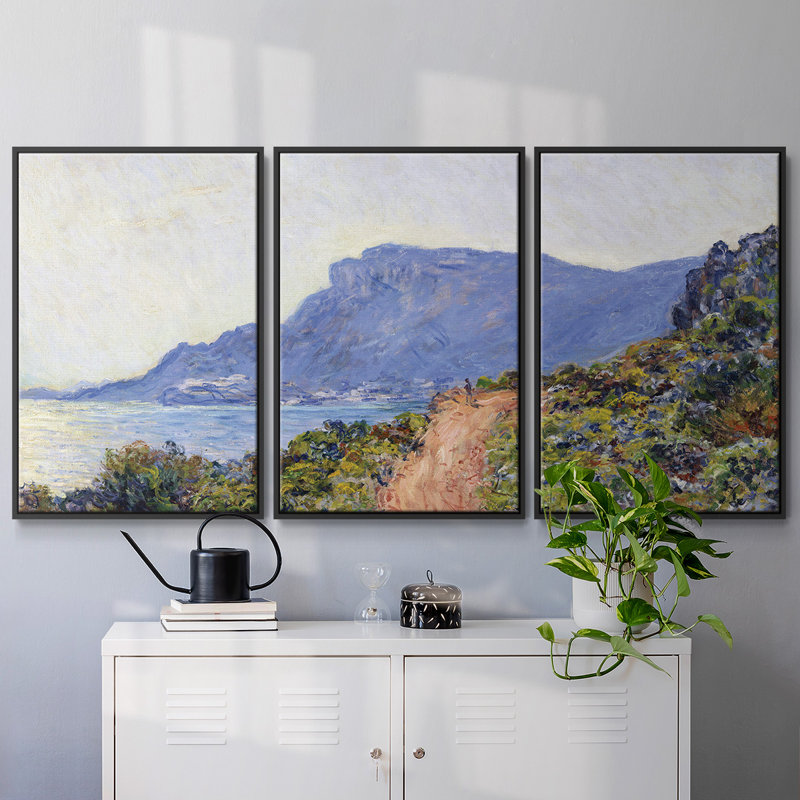 Monet, reproduction sur toile 3 pièces, H 24 po x l 48 po x P 2 po, Noir