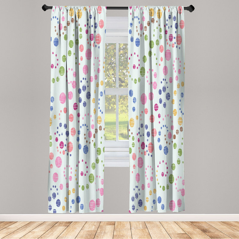 George Oliver Modern Art Curtains, Grunge Polka Dots Print, Pair of 28", Olive Green, 28" W x 63" L