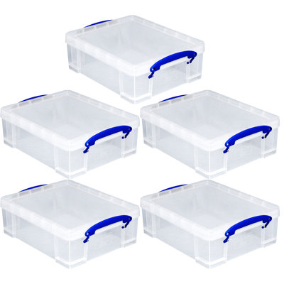 Really Useful Box Storage Container with Snap Lid  Clip Lock Handle 5 Pack