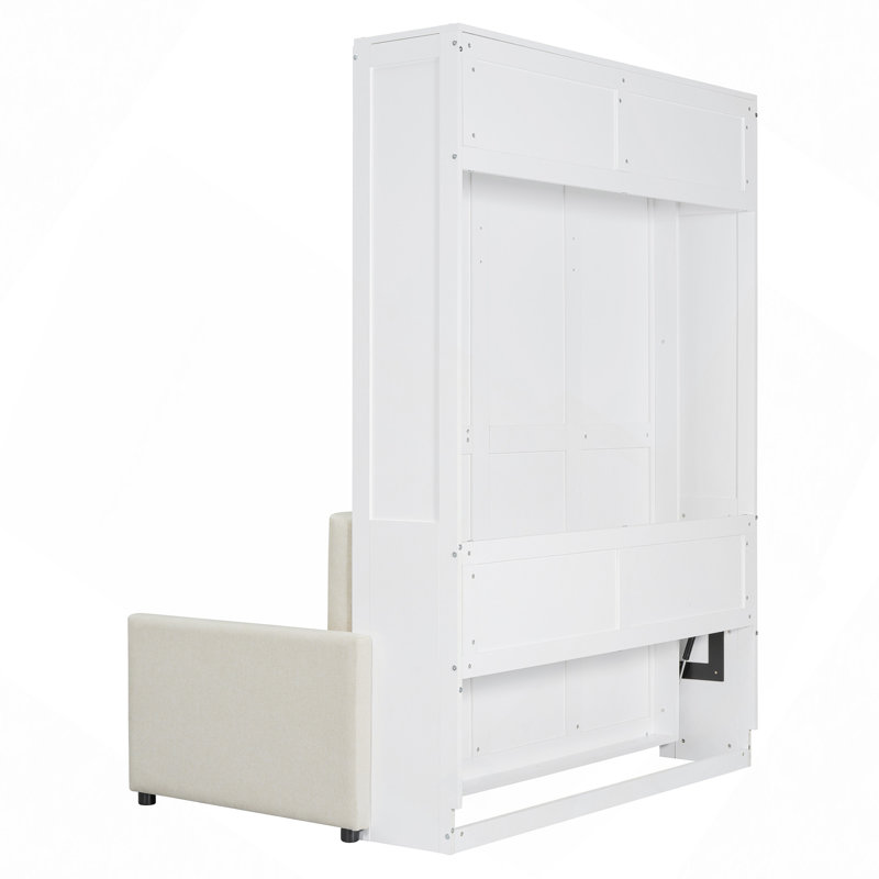 Lit escamotable peu encombrant avec canapé - Conception facile à plier, rangement intégré, bois durable
