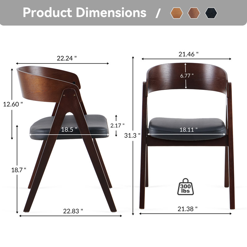 4 Solid Wood Upholstered Dining Armchairs, Walnut, 4