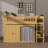  Loft Bed With Storage Cabinet, Wardrobe & Integrated Lighting, Sturdy Wooden Loft Bed With Ladder & Safety Rails For Teens-645069591-645069672