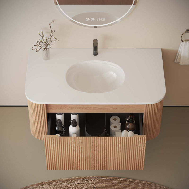 Meuble-lavabo mural 36 po avec comptoir, lavabo en céramique Arcora