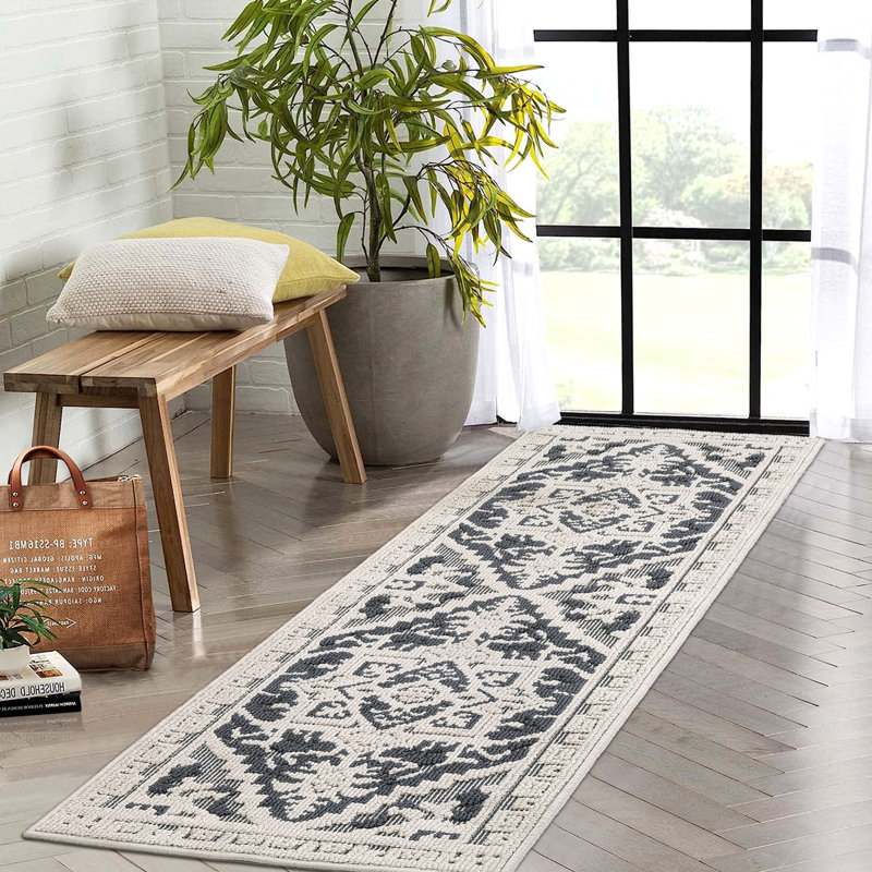 Imitation Weave Texture Carpet Area Rug Vintage Thin Rugs for Living Room Boho Oriental Medallion Rug Hallway Rug Low Pile Non-Slip Non-Shedding Indoor Rug for Bedroom Soft Washable Rug Home Office Dorm Farmhouse