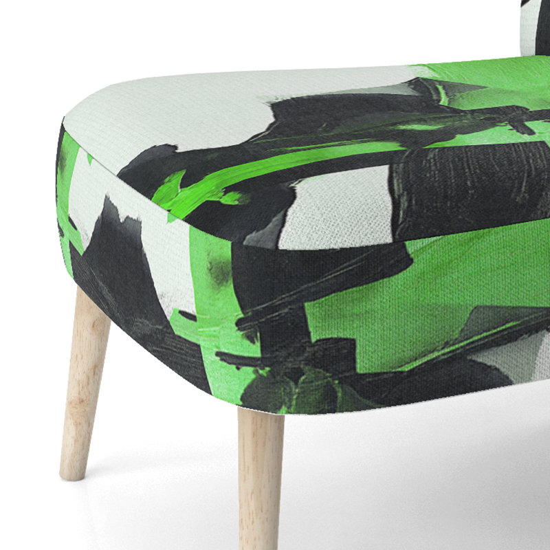 Chaise d'appoint rembourrée Geometric IV, Vert / noir / blanc
