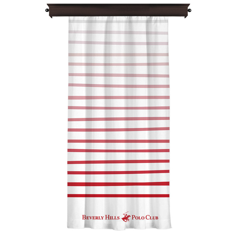 Panneau de rideau simple obscurcissant à rayures, Rouge / blanc