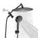 Adjustable 12" Rectangular High Pressure Dual Shower Head with 8-Spray Handheld Shower
