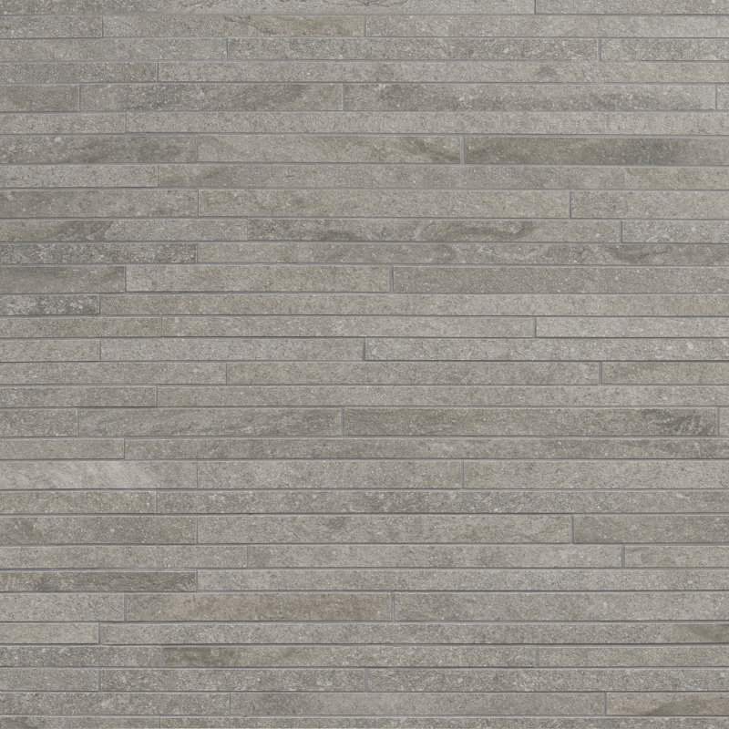 Mosaics Mesa Thin Strip 11.81 in x 23.62 in Matte Limestone Look Porcelain Floor and Wall Mosaic Tile, Gray