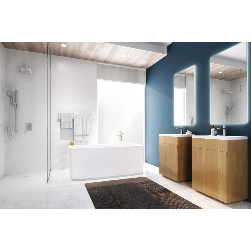 Lab 65.88'' L Freestanding Soaking Bathtub, White True High Gloss, Matte Black