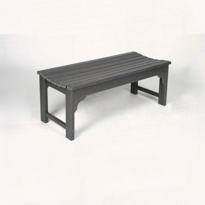 Backless HDPE Adirondack Bench with Wood Texture, Gray
