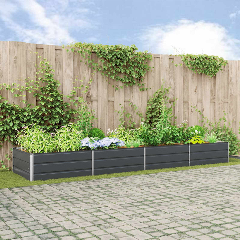 Planter Galvanised Steel, 45cm H x 385cm W x 100cm D, Anthracite