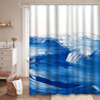 Art abstrait bleu et blanc avec vagues et mer moderne avec 12 crochets