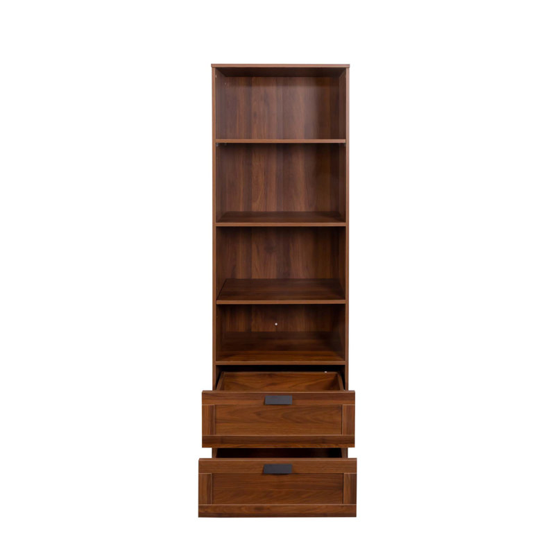 Bibliothèque avec tiroirs de 70,87 po de hauteur, 4 tablettes, moderne, bureau à domicile, salon, bureau